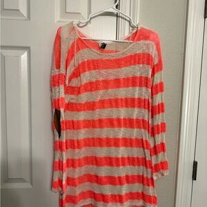 Striped Coral and Beige Women's Top